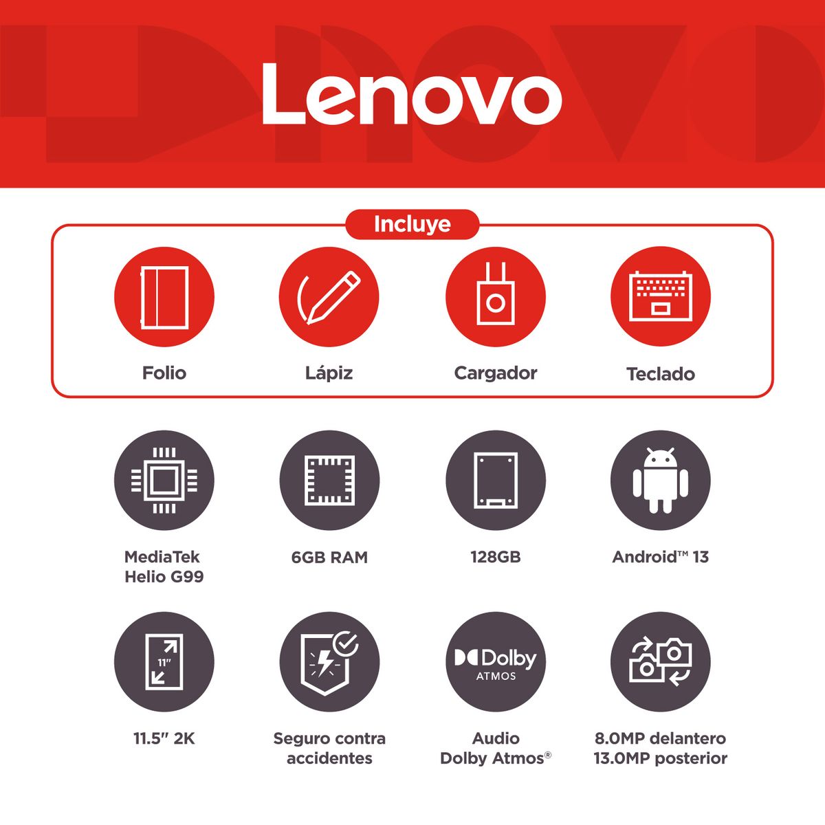 LENOVO - Tablet Lenovo P11 2da Gen 11.6 pulgadas 128GB + teclado + pen - lápiz para dibujo