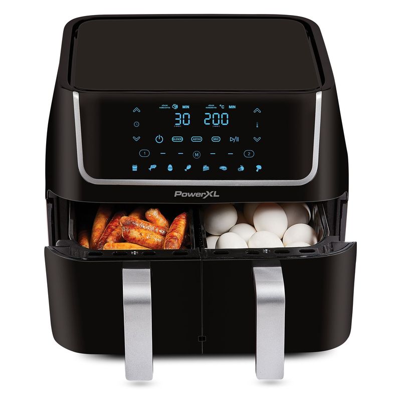 POWER XL - Freidora de Aire Sin Aceite PowerXL Digital 9.5 Litros Doble Canasta Air Fryer 8 Funciones