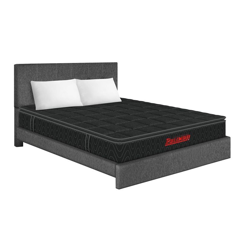 PULLMAN - Colchón con Base Cama King Firmeza Media Ortopédico Resortado con Pillow Orthopack BTU 200 x 200 cm + 2 Almohadas + Cabecero Colchones Pullman