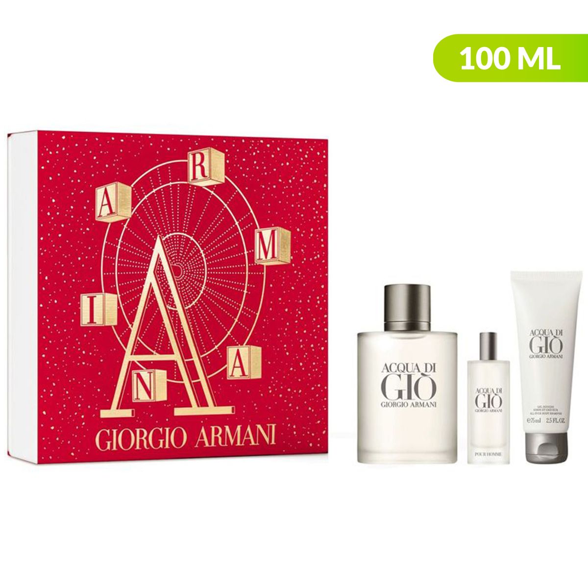 ARMANI - Set de Perfume Hombre Acqua Gio Eau de toilette Giorgio Armani: Acqua Gio Eau de toilette 100 ml + Acqua Gio Eau de toilette 15ml + Gel ducha 75ml 