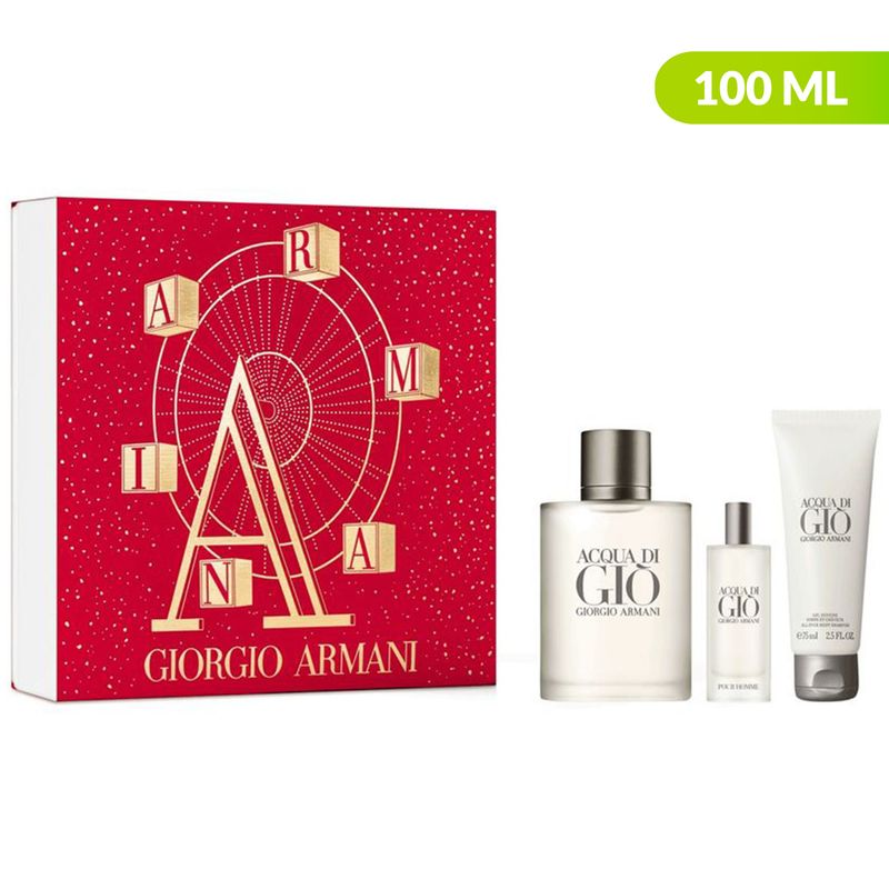 ARMANI - Set Perfume Hombre Acqua De Gio EDT Giorgio Armani: Acqua De Gio edt 100ml +  Acqua De Gio edt 15ml + Gel de ducha 75ml 