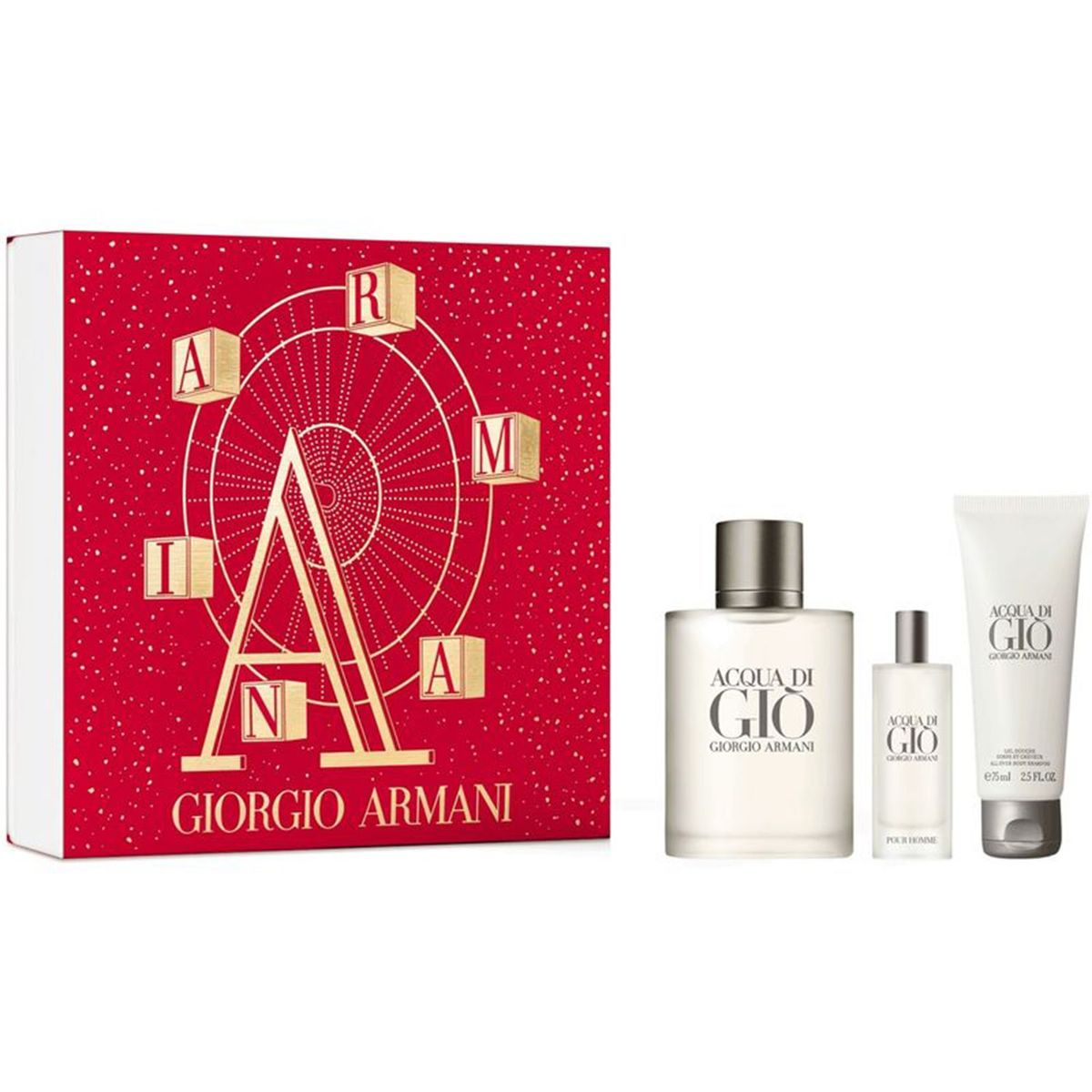 ARMANI - Set de Perfume Hombre Acqua Gio Eau de toilette Giorgio Armani: Acqua Gio Eau de toilette 100 ml + Acqua Gio Eau de toilette 15ml + Gel ducha 75ml 