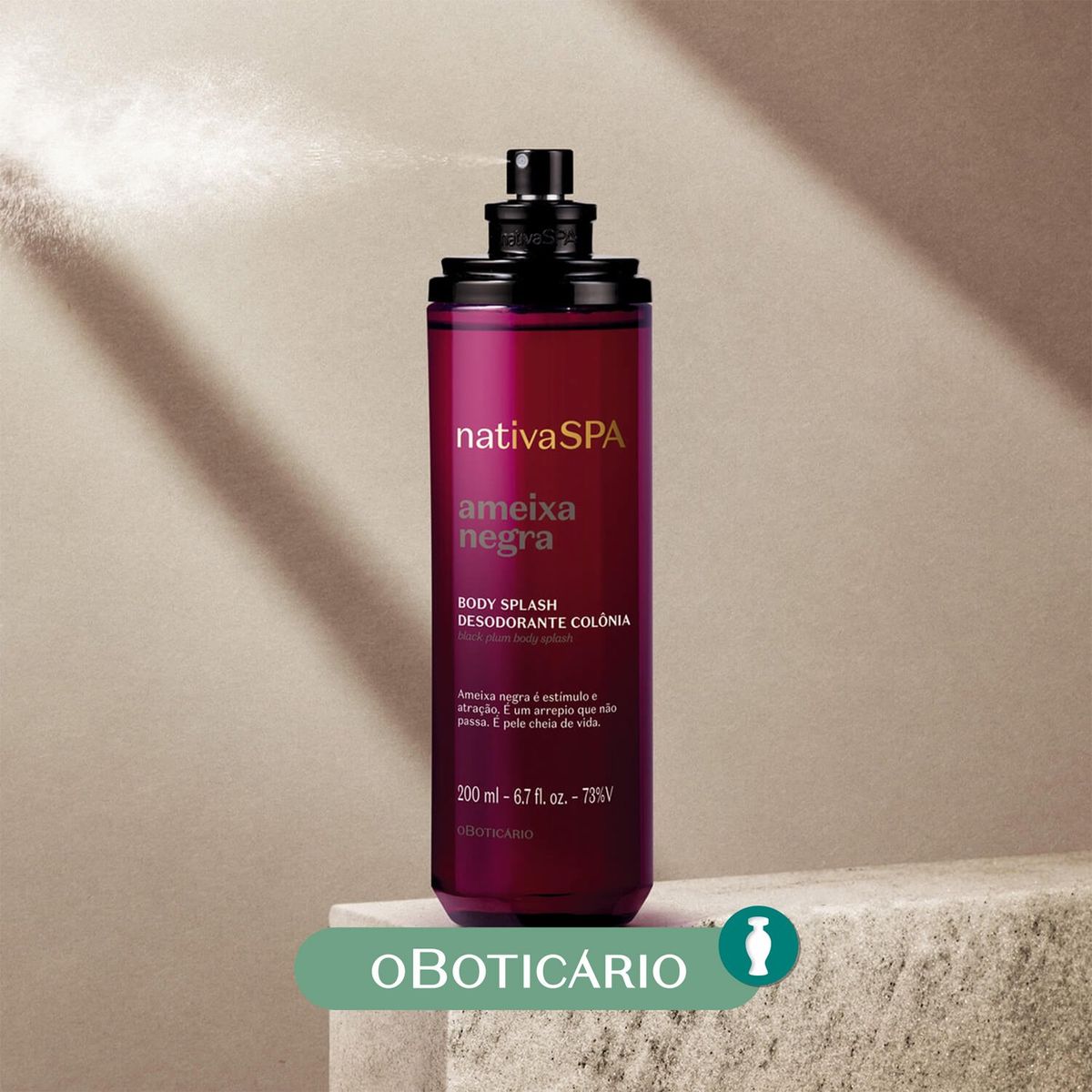 NATIVA SPA - Esencia De Baño Body Splash Ciruela Negra Nativa Spa O Boticario Para Todo Tipo De Piel 200 Ml 