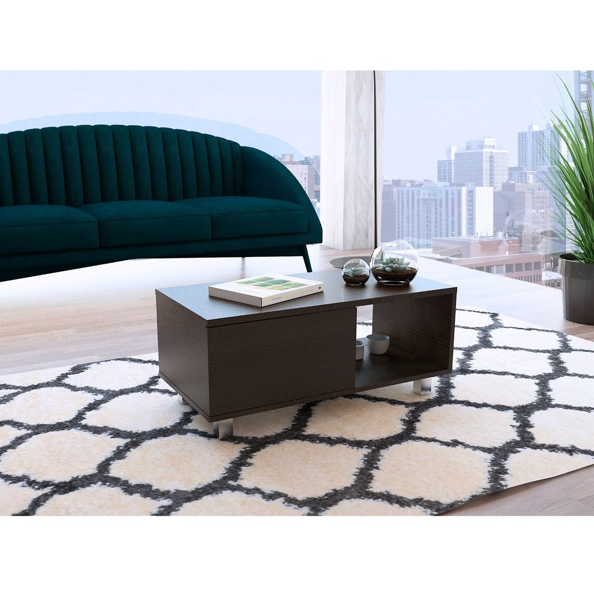 RTA MUEBLES - Mesa de Centro Moderna Cuadrada  en Aglomerado MDP  80 x 35 x 40 cm RTA Design  - Mueble.