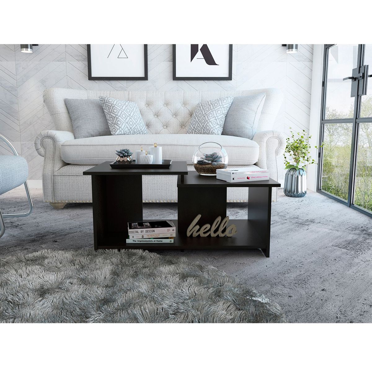 RTA MUEBLES - Mesa de Centro Moderna Cuadrada  en Aglomerado MDP  42 x 81 x 53 cm RTA Design  - Mueble.