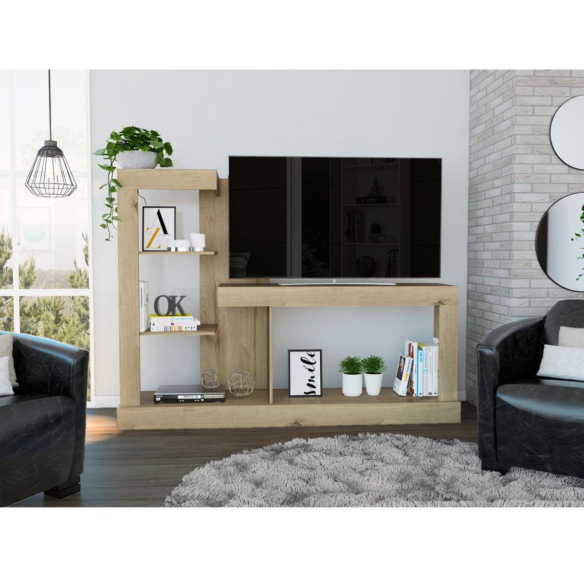 RTA DESIGN - Centro de Entretenimiento de 180 x 133.7 x 41.5 cm, Mueble de TV Moderno para Televisor de 55 Pulgadas,  RTA Muebles.