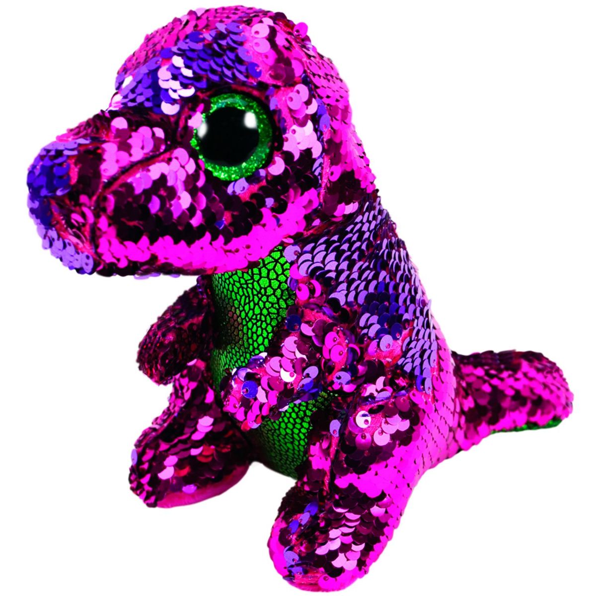 TY - Flippables Stompy Dinosaurio Rosado/Verde Mediano