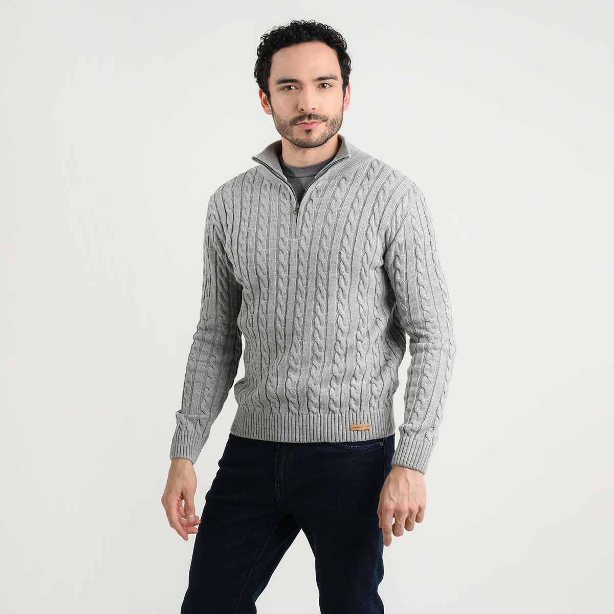 UNIVERSITY CLUB - Saco Trenzado para Hombre Cuello con cremallera de Algodón University Club