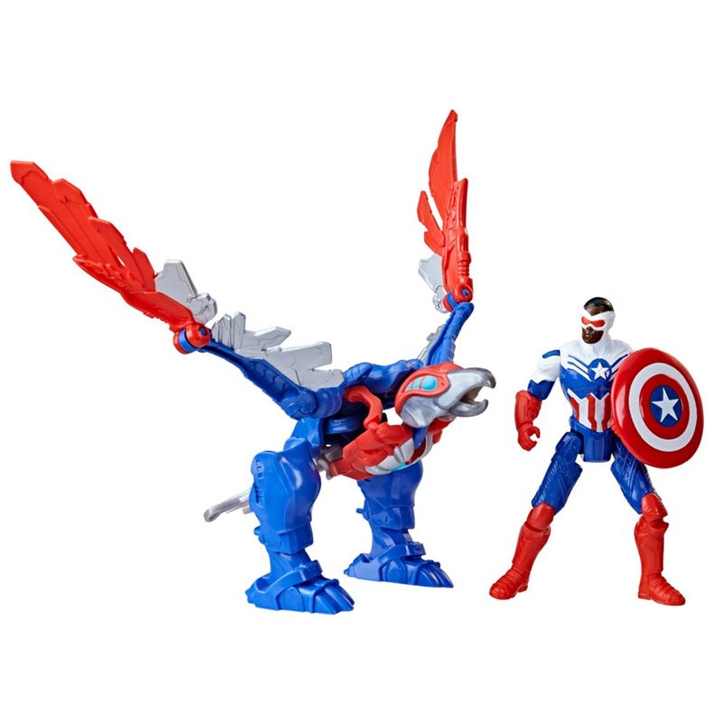 MARVEL - Figura Acción Marvel Mech Strike Mechasaurs Capitán América y Redwing Mechasaur