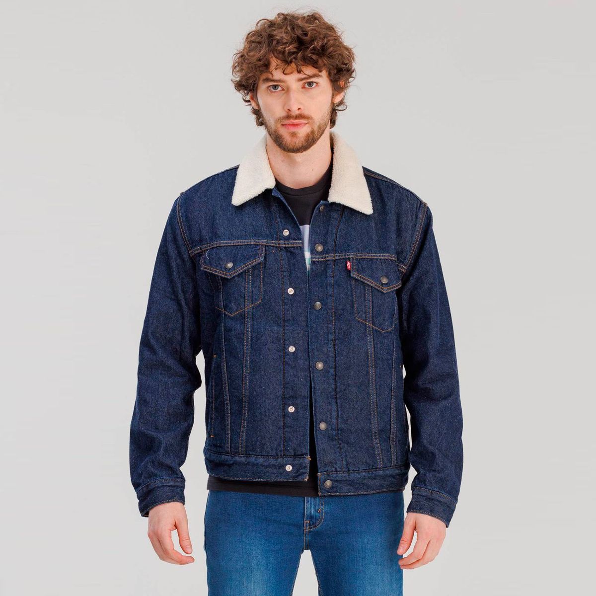 LEVIS - Chaqueta de jean para Hombre Ovejera de Algodón Con botones Levis