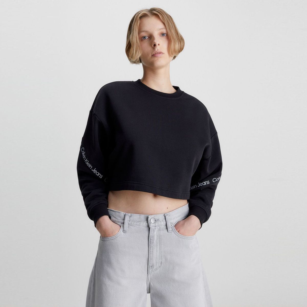 CALVIN KLEIN - Saco para Mujer de Algodón Crop Calvin Klein