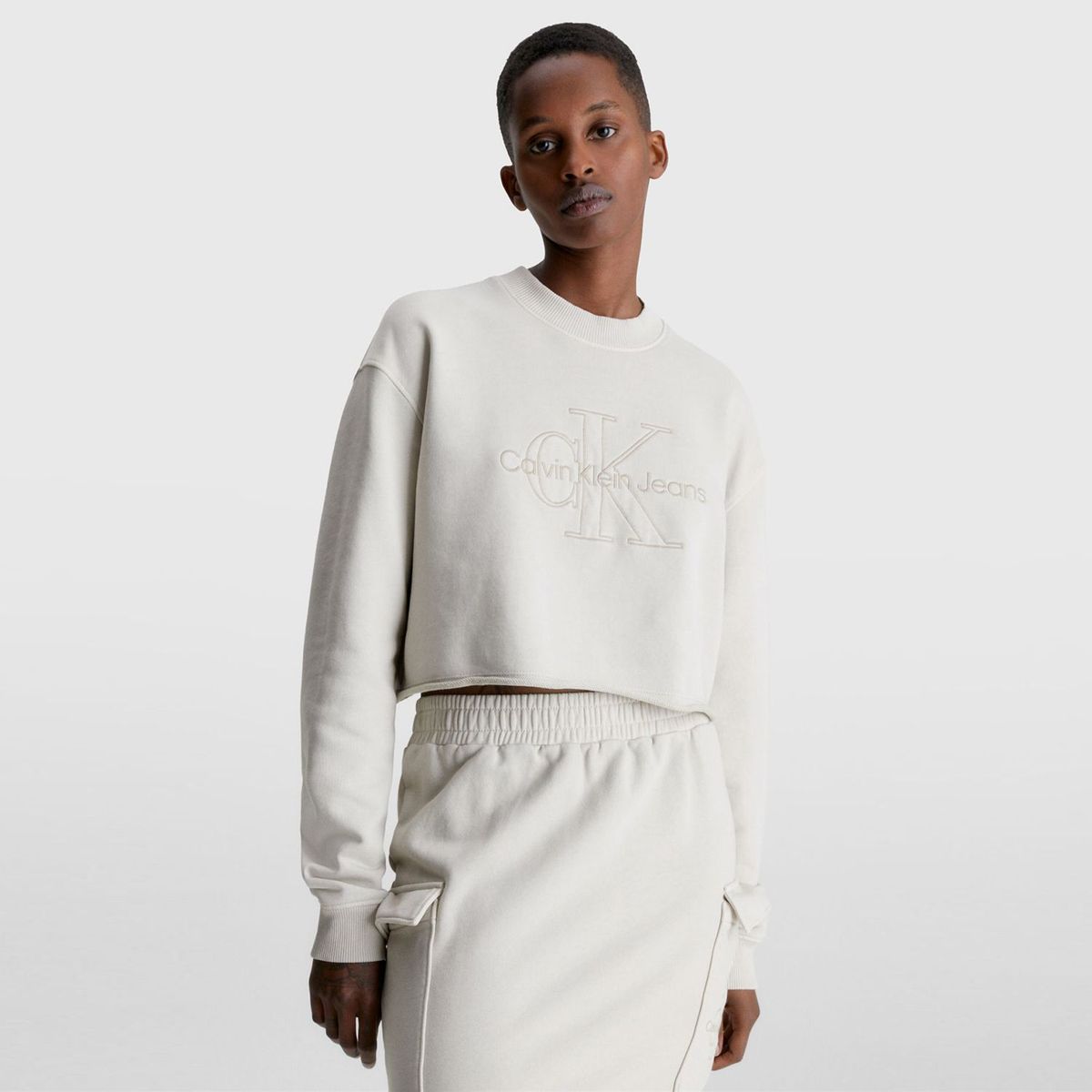 CALVIN KLEIN - Saco para Mujer de Algodón Crop Calvin Klein