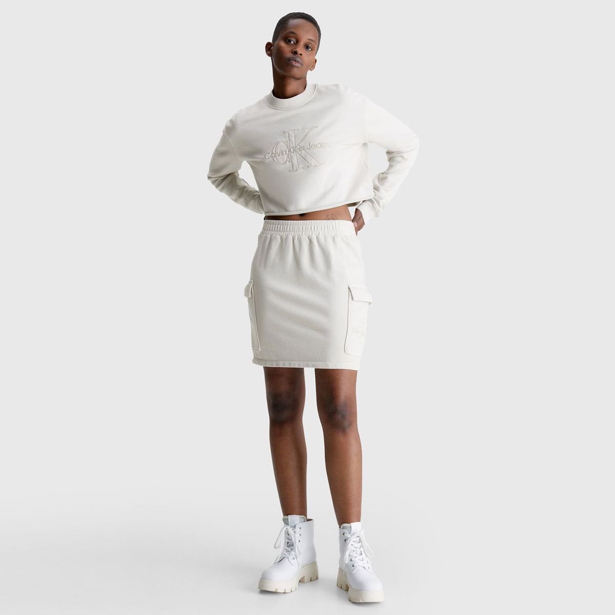CALVIN KLEIN - Saco para Mujer de Algodón Crop Calvin Klein