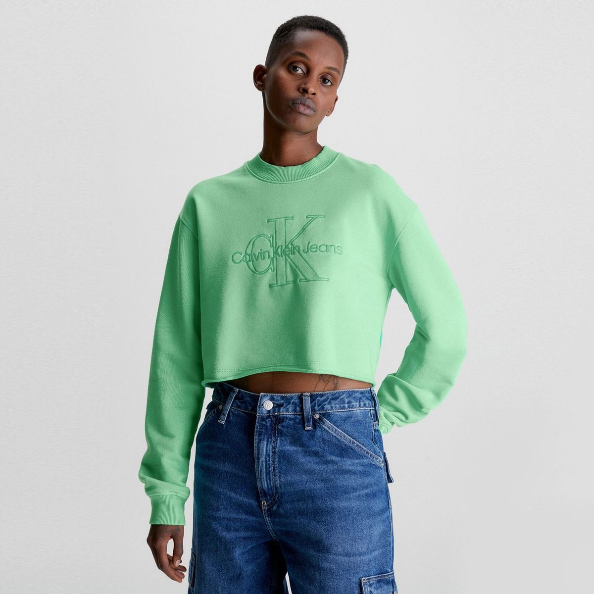 CALVIN KLEIN - Saco para Mujer de Algodón Crop Calvin Klein