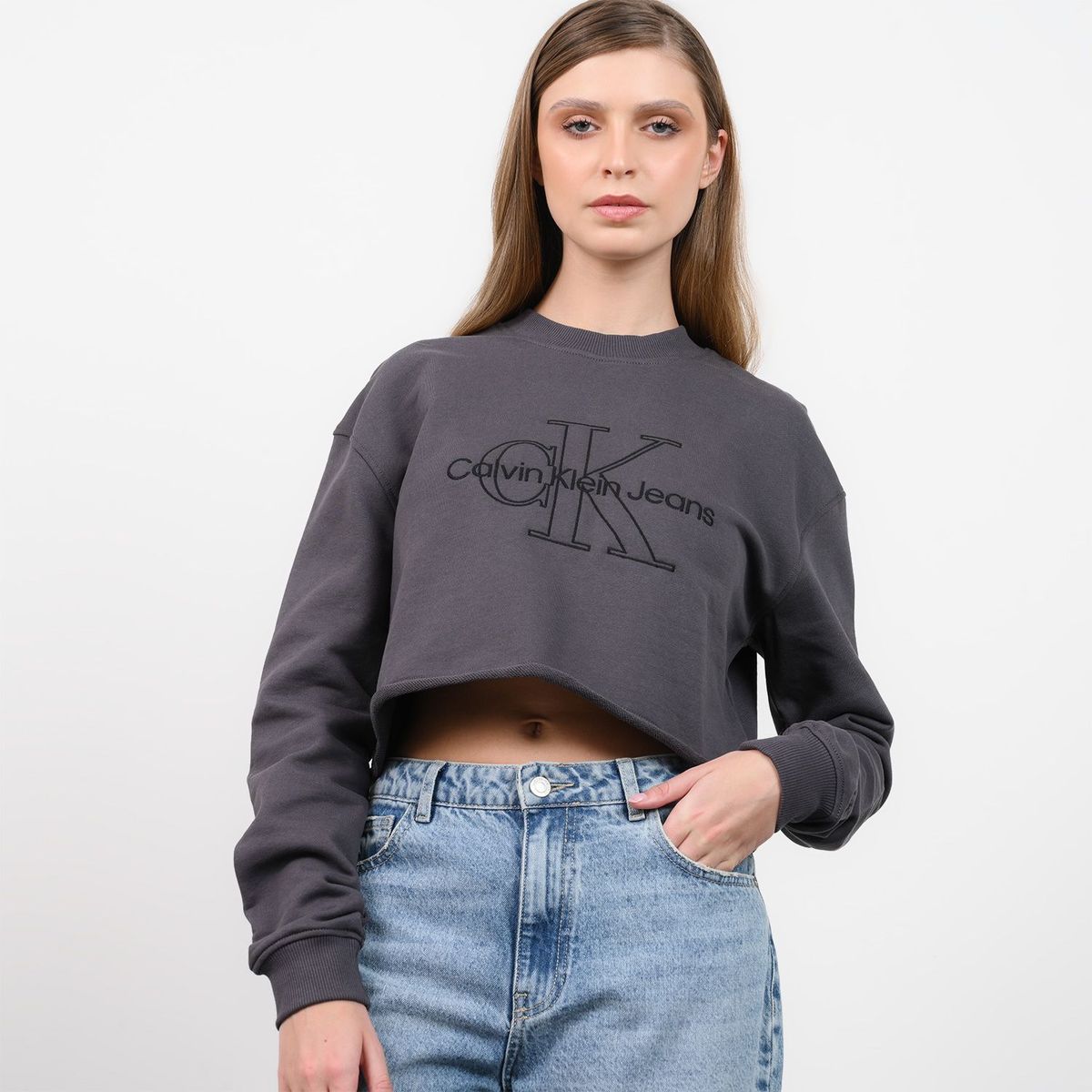 CALVIN KLEIN - Saco para Mujer de Algodón Crop Calvin Klein