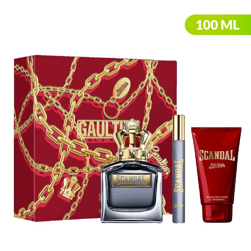 JEAN PAUL GAULTIER - Estuche Jean Paul Gaultier Hombre Scandal For Him 100ml + Shower Gel 75ml + Travel Size 10ml