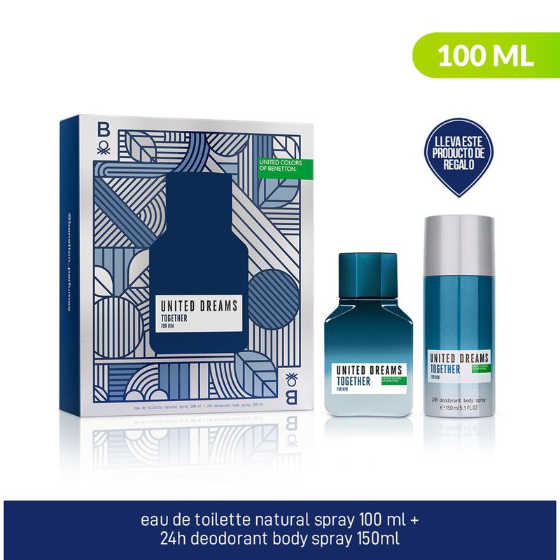 BENETTON - Estuche Perfume Benetton Hombre Together Him 100ml EDT + Desodorante 150ml 
