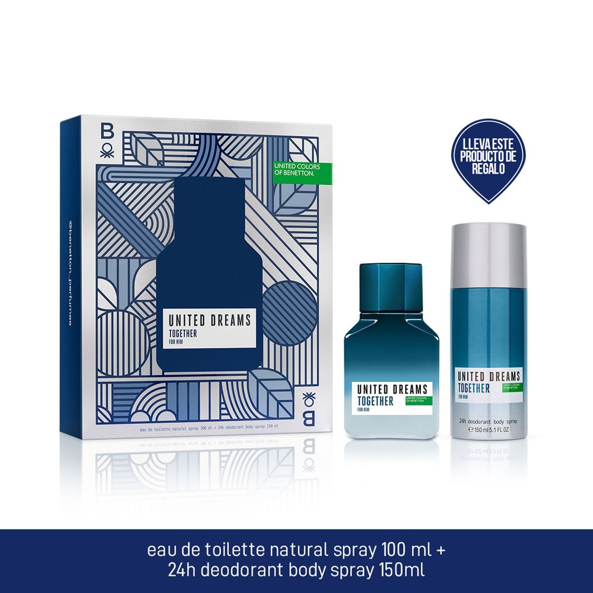 BENETTON - Estuche Perfume Benetton Hombre Together Him 100ml Eau de toilette + Desodorante 150ml 