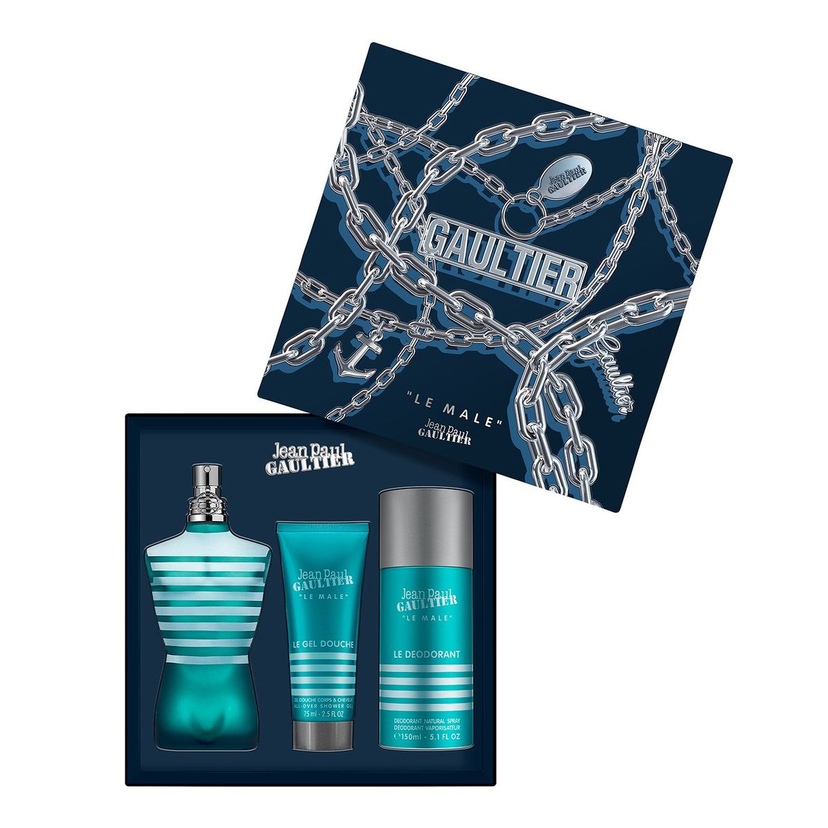 JEAN PAUL GAULTIER - Estuche Perfume Jean Paul Gaultier Hombre Le Male 125 ml Eau de toilette + Shower Gel 75ml + Desodorante 150ml 