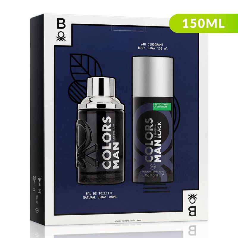 BENETTON - Estuche Masculino Benettom Colors Black Edt 100 ml + Deo 150 ml 