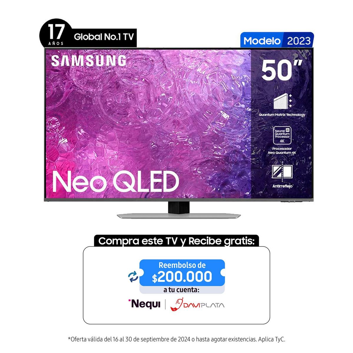 SAMSUNG - Televisor Samsung 50 pulgadas QLED 4K Ultra HD Smart TV QN50QN90