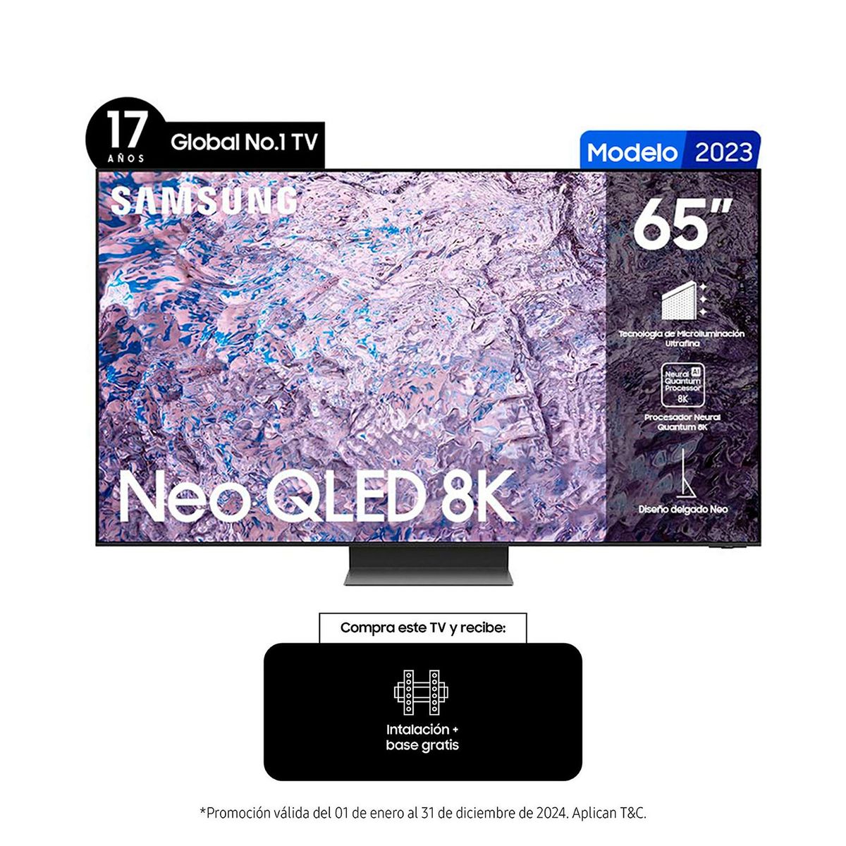 SAMSUNG - Televisor Samsung 65 pulgadas QLED 8K Ultra HD Smart TV QN65QN80