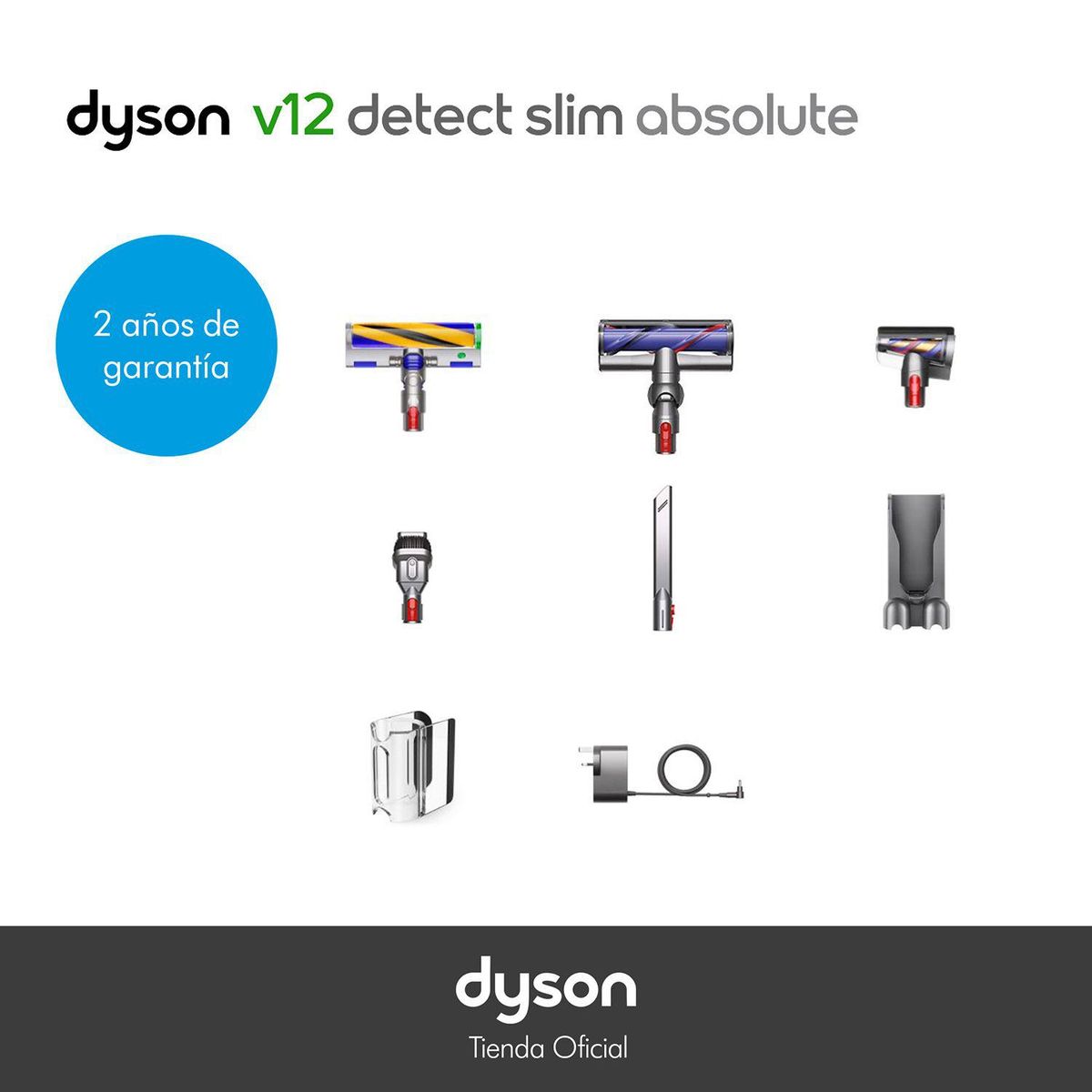 DYSON - Aspiradora inalámbrica Dyson V12 DT Slim Abs Amarilla/Níquel 150W, aspiradora sin cable con luz que revela polvo microscópico, incluye herramienta para pelo, aspiradora ideal para mascotas