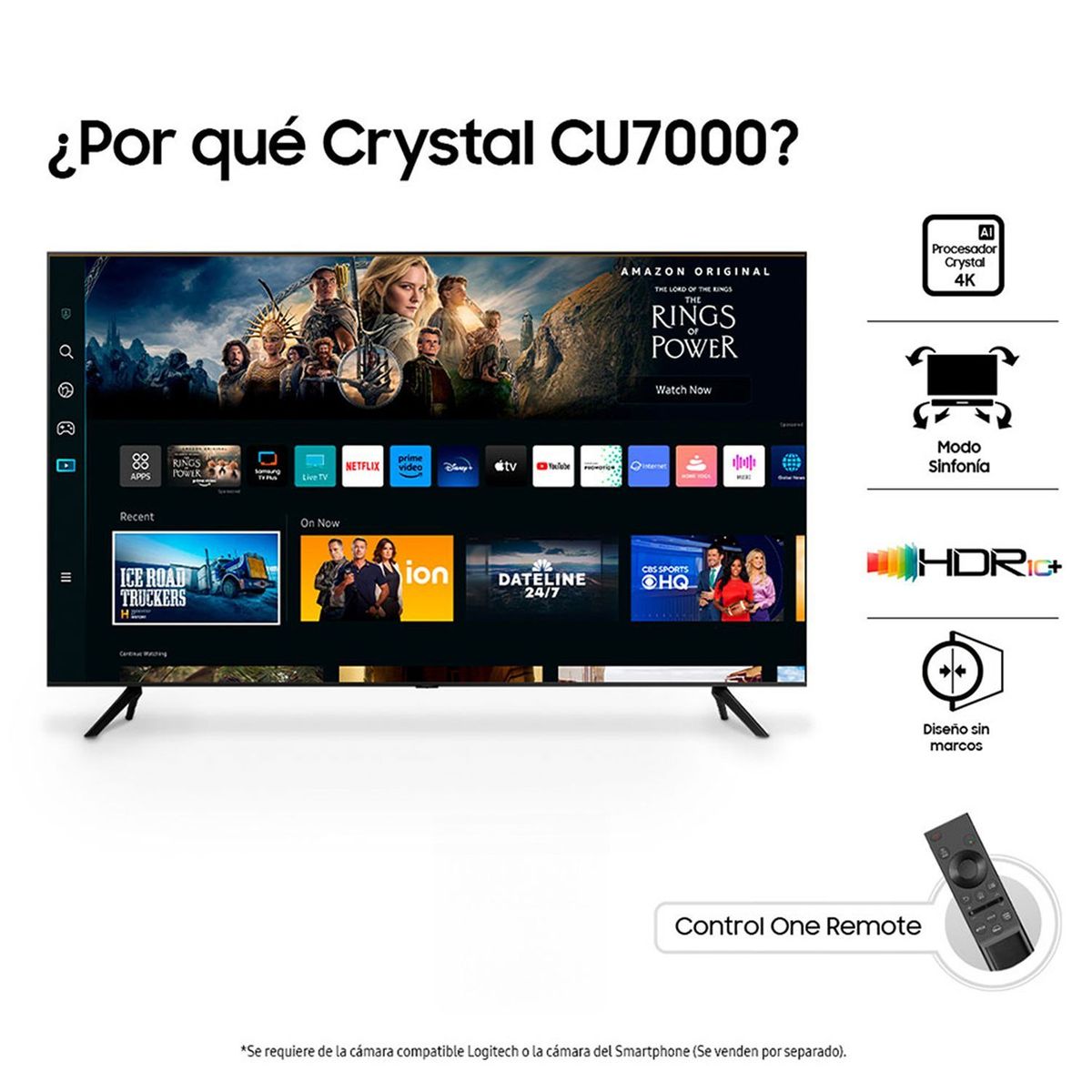 SAMSUNG - Televisor Samsung 58 pulgadas Crystal UHD 4K HDR Smart TV UN58CU7000