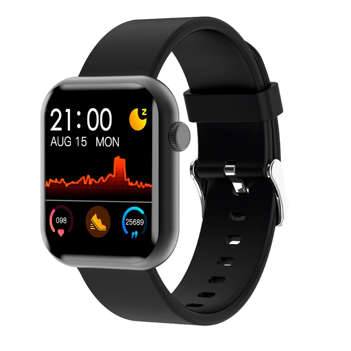 TECNO MOBILE - Smart watch Tecno TSP-W02BK 4.06 cm Reloj inteligente hombre y mujer. Monitoreo actividad, ritmo cadíaco y sueño.Detector temperatura corporal. Resistente al agua. Compatible Android / iOS