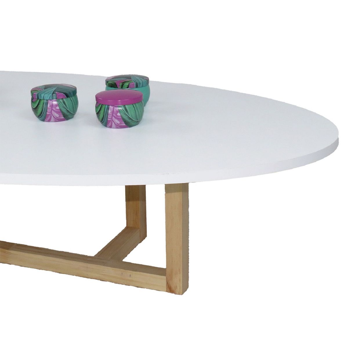 MICA - Mesa de Centro Moderna Ovalada  en Melamina  120 x 30 x 60 cm Mica  - Mueble.