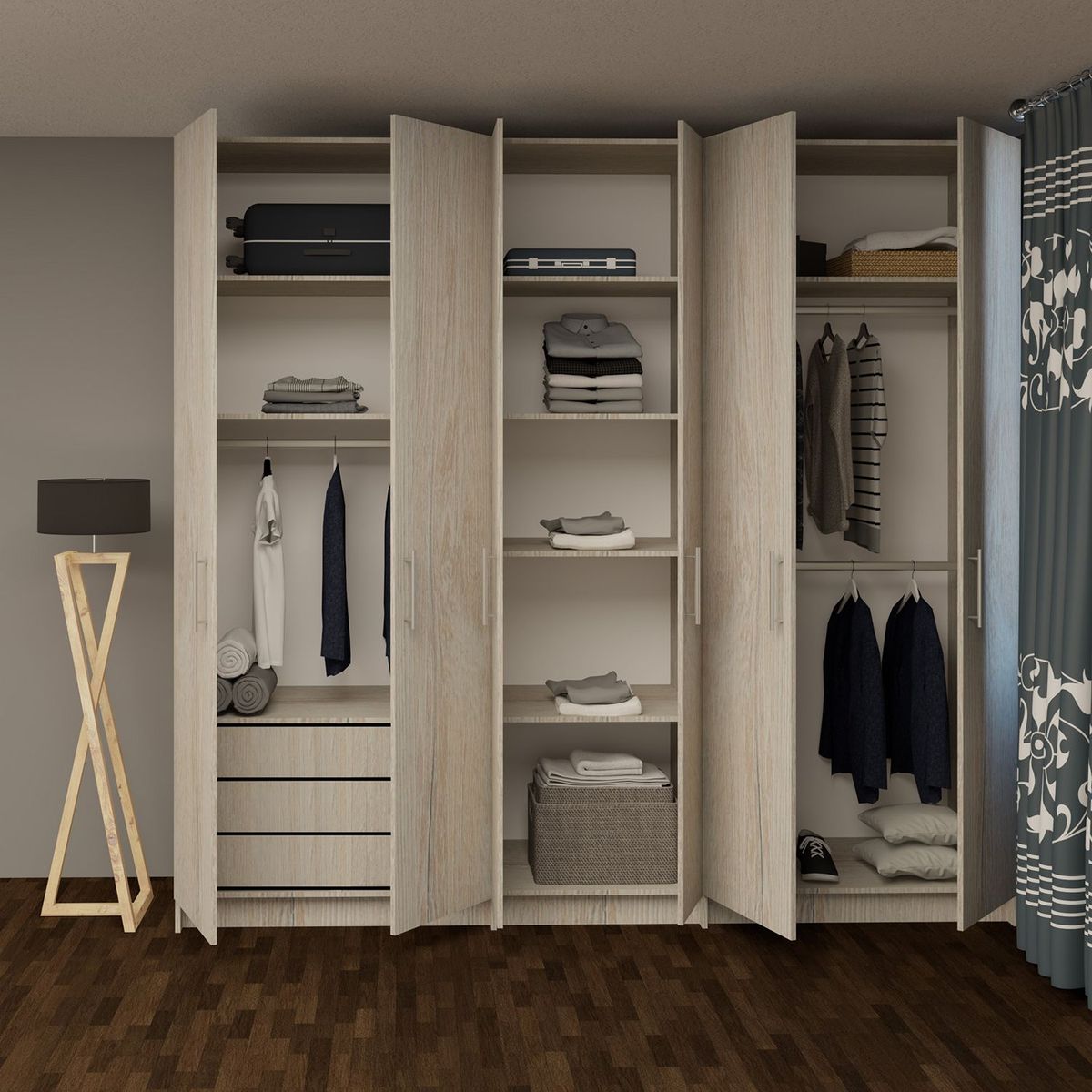 MATMA - Closet Moderno en Aglomerado MDP 6 Puertas 3 Cajones 227 x 248 x 58 cm Matma  - Mueble