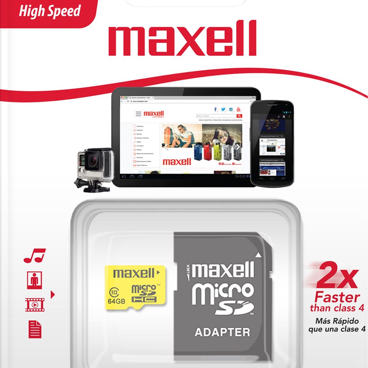 MAXELL - Memoria Micro SD 64GB Clase 10