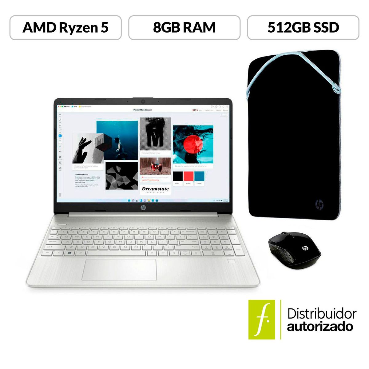 HP - Portátil HP | AMD Ryzen 5 | 8GB RAM | 512GB SSD Almacenamiento | Windows 11 | 15.6 pulgadas | 15-ef2524la + Obsequio | Computador Portátil