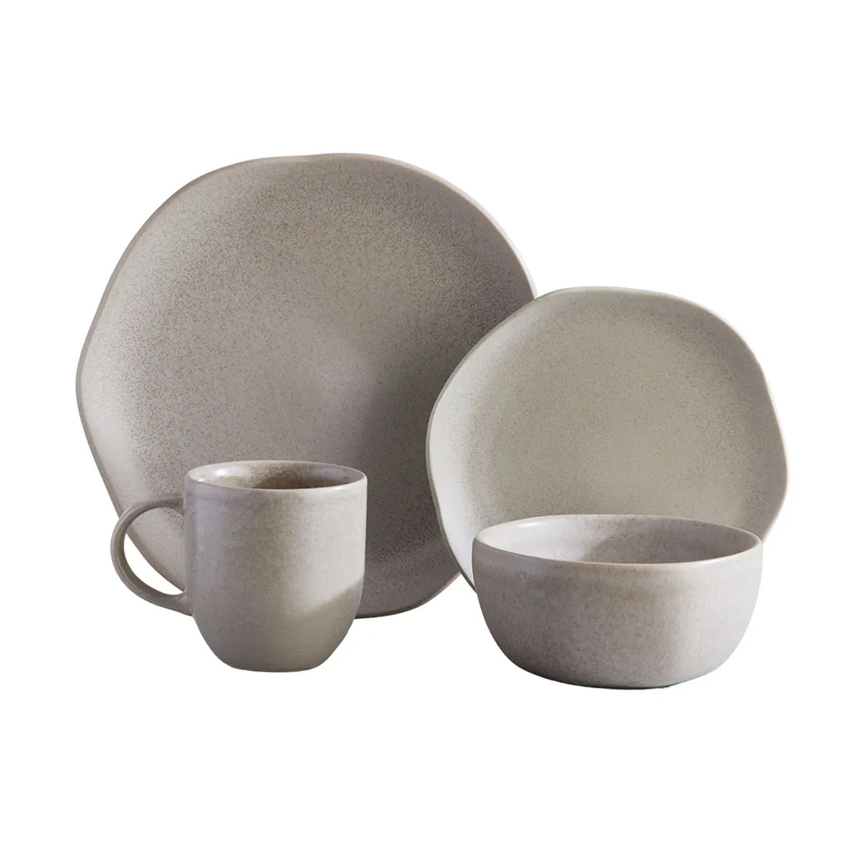 CORONA - Vajilla Corona: Cerámica Concreto 4 puestos 16 piezas