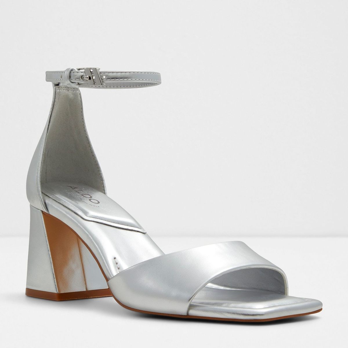 ALDO - Sandalias para Mujer con tacón grueso. Sandalias Aldo plateadas de moda para mujer