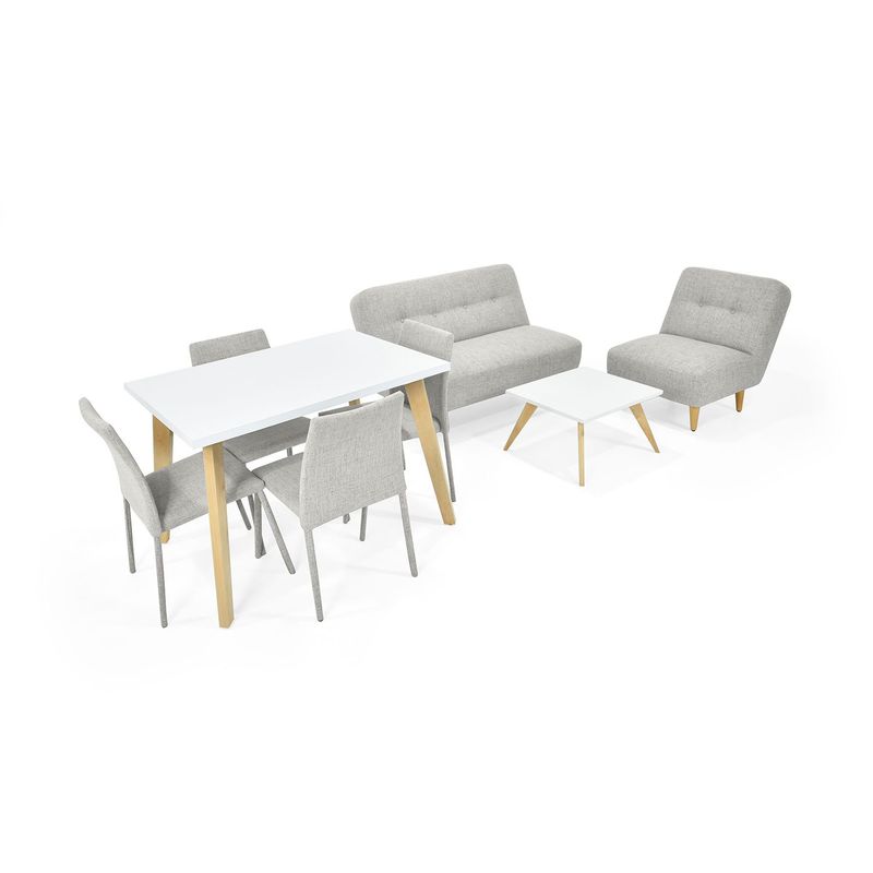 MICA - Juego de Sala Moderno en Poliéster (Sofá + Poltrona + Comedor + Mesa de Centro) Belice Breda Mica