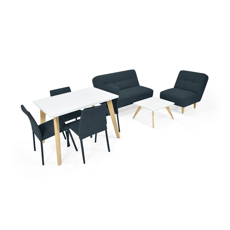 MICA - Juego de Sala Moderno en Poliéster (Sofá + Poltrona + Comedor + Mesa de Centro) Belice Breda Mica