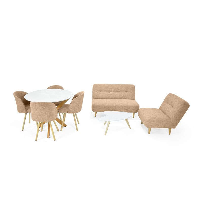 MICA - Juego de Sala Moderno en Poliéster (Sofá + Poltrona + Comedor + Mesa de Centro) Belice Samara Mica
