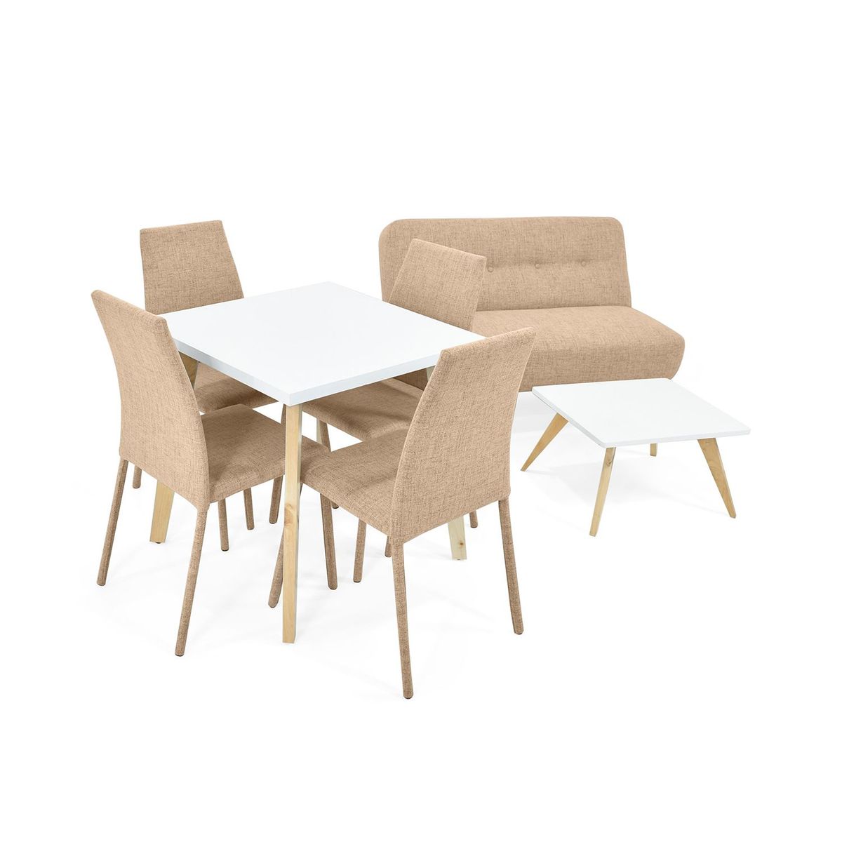 MICA - Juego de Sala Moderno en Poliéster (Sofá + Comedor + Mesa de Centro) Belice Parla Mica