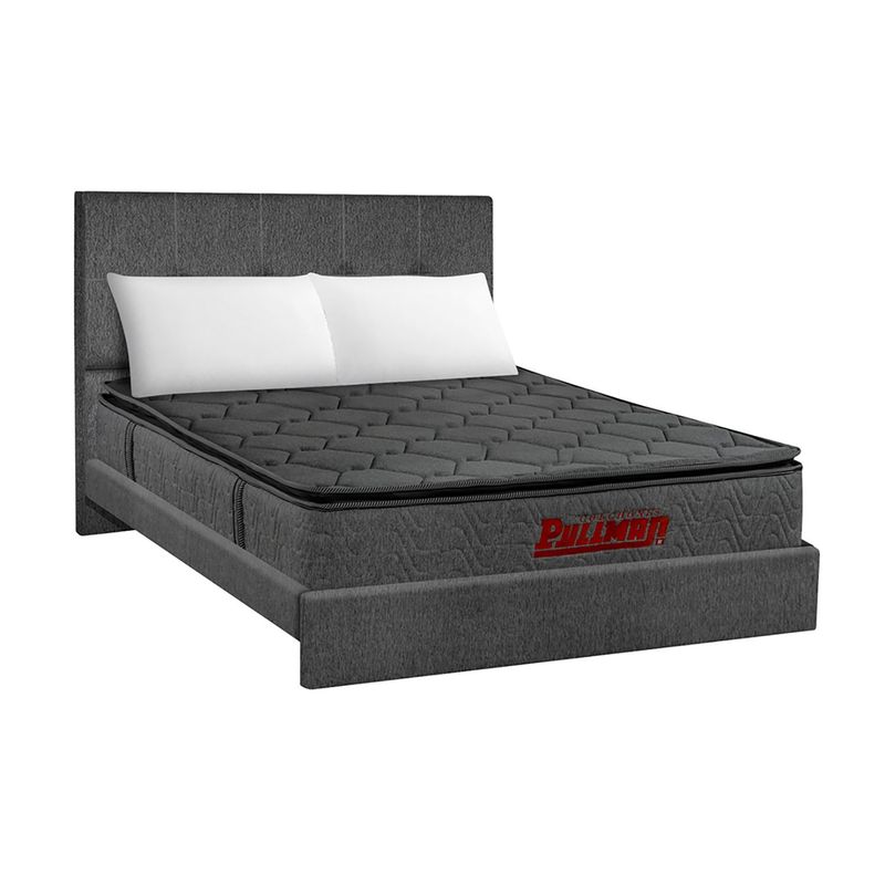 PULLMAN - Colchón con Base Cama cama Queen Firmeza Media Ortopédico Resortado con Pillow Mohnblatt BTU 160 x 190 cm + 2 Almohadas + Cabecero Colchones Pullman