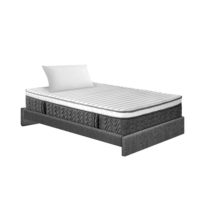 PULLMAN - Colchón con base cama Sencillo Firme Ortopédico Resortado con Pillow Rollpocket Euro U 100 x 190 cm + Almohada Colchones Pullman