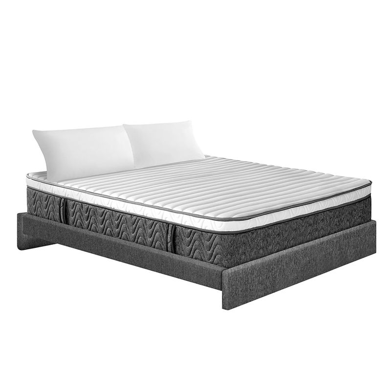 PULLMAN - Colchón con Base Cama King Firme Ortopédico Resortado con Pillow Rollpocket Euro U 200 x 200 cm + 2 Almohadas Colchones Pullman