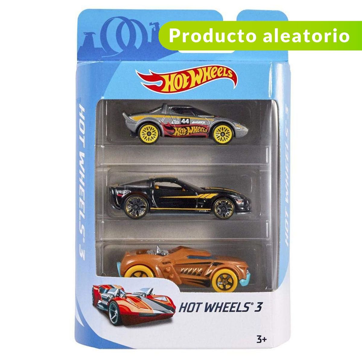 HOT WHEELS - Hot Wheels Die Cast Vehículo de Juguete Paquete de 3 Autos Surido: Producto Aleatorio
