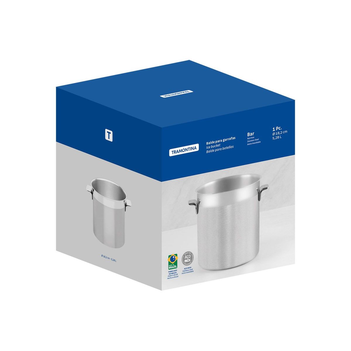 TRAMONTINA - Hielera en Acero inoxidable 24 x 18 cm