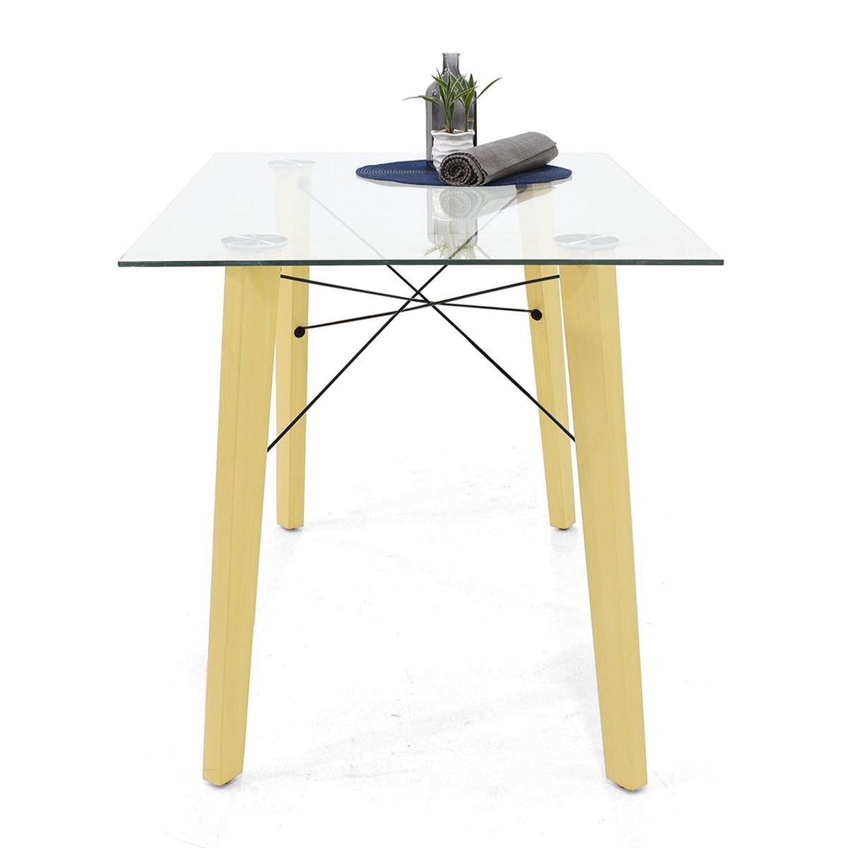 MICA - Mesa de Comedor Moderna para 4 personas en Vidrio Rectangular Mica