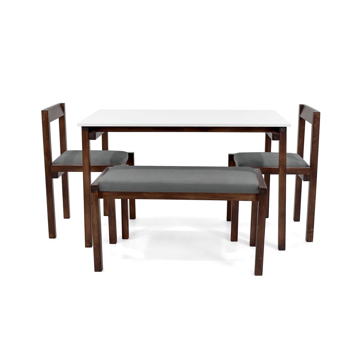 MICA - Juego de Comedor Moderno para 4 Personas en Melamina Gris (Comedor + 2 Sillas + Banca) Mica