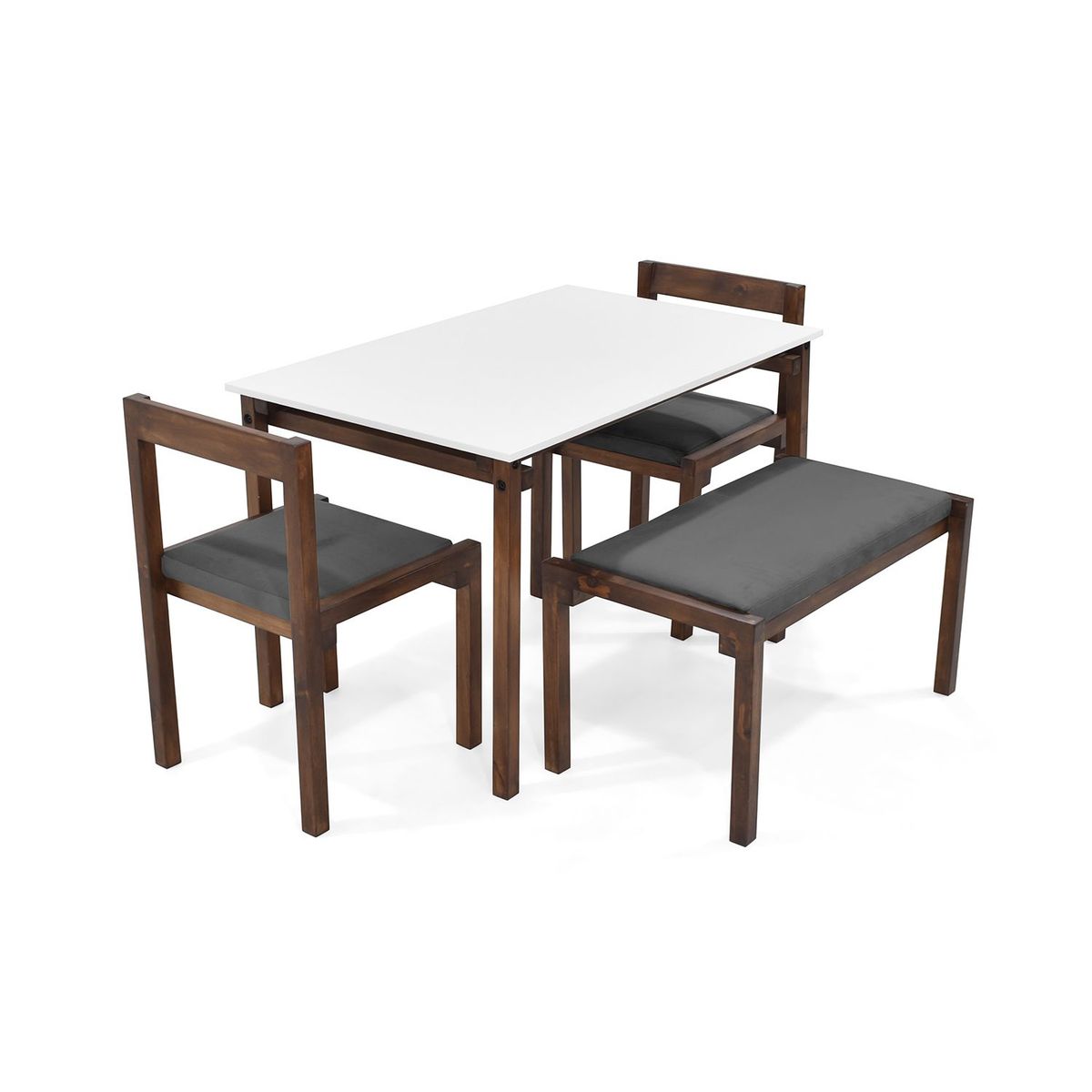 MICA - Juego de Comedor Moderno para 4 Personas en Melamina Gris (Comedor + 2 Sillas + Banca) Mica