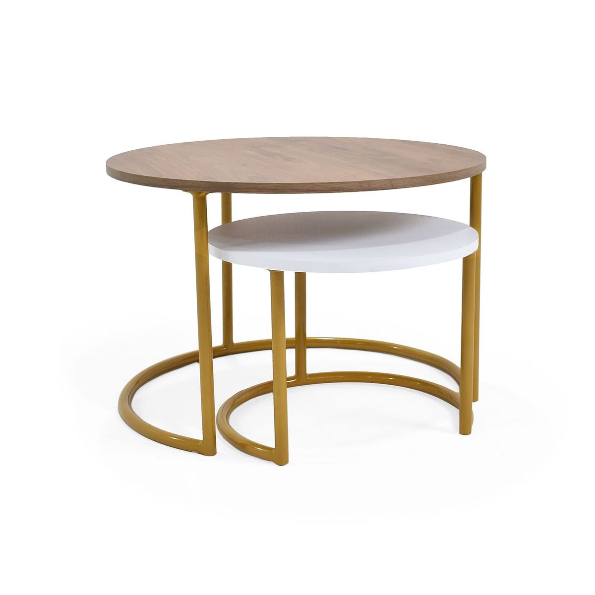 MICA - Mesa Auxiliar Moderna Redonda en Aglomerado MDP 60 x 40 x 60 cm Mica  - Mueble