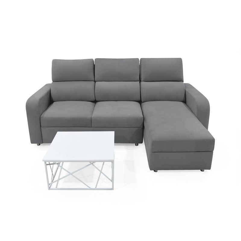MICA - Sofá en L Moderno en Poliéster 3 Puestos Bermeo Murano 210 x 95 x 110 cm + Mesa de Centro Mica