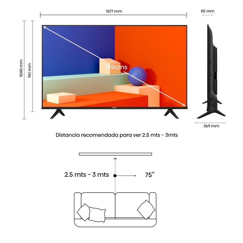 HISENSE - Televisor Hisense 75 pulgadas LED 4K Ultra HD Smart TV